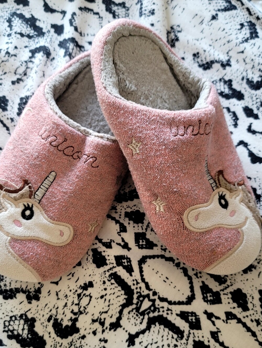 Pink Unicorn Embroidered Cozy Slippers